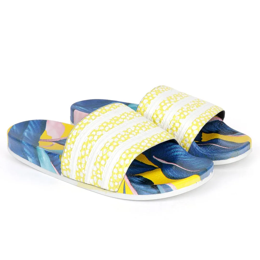 AD Adilette Men's Slide Floral Print Sole -Yellow