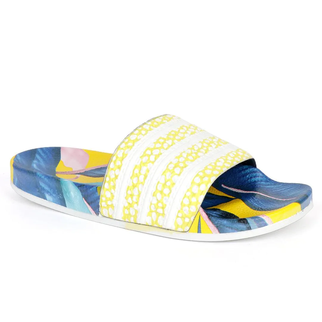 AD Adilette Men's Slide Floral Print Sole -Yellow