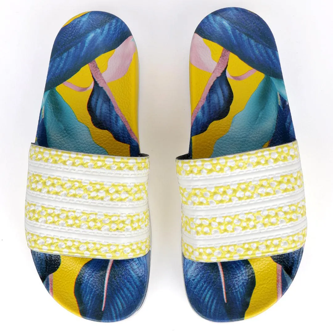 AD Adilette Men's Slide Floral Print Sole -Yellow