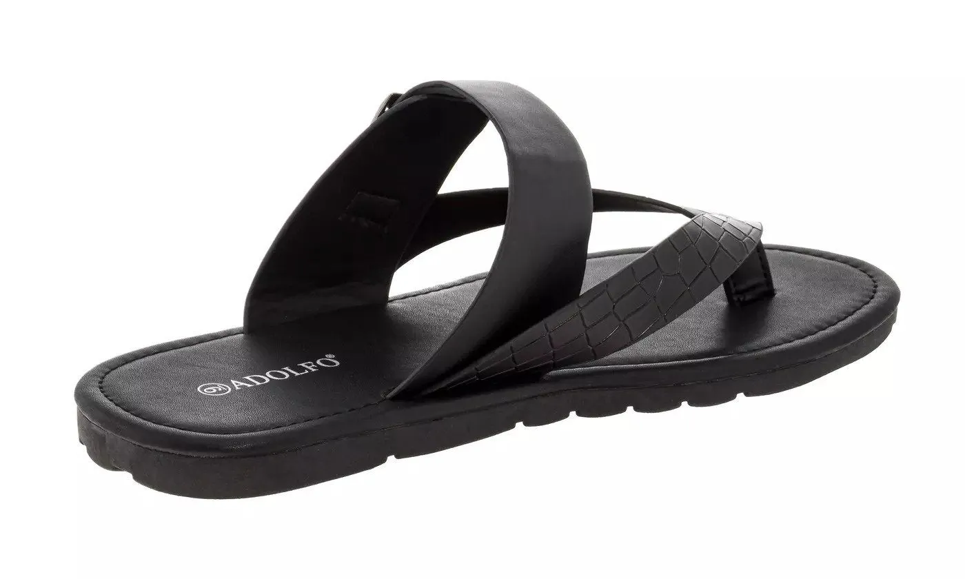 Adolfo Men's Leo Croc Toe Thong Sandal