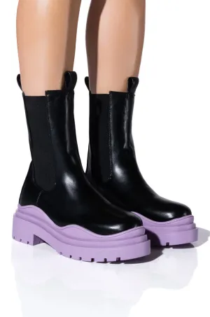 AZALEA WANG GHOSTED FLATFORM CHELSEA BOOT IN PURPLE