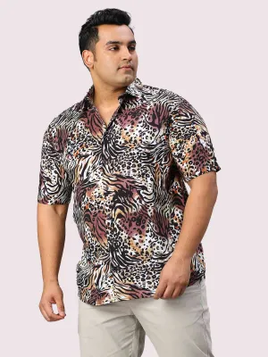 Beastly Printed Half Sleeve Men's Plus Size Shirt