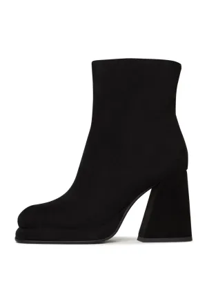 Casual Block Heel Ankle Boots - Black