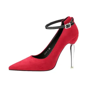 Chic Closed Toe Suede Stiletto Heels Evening Shoes PS002