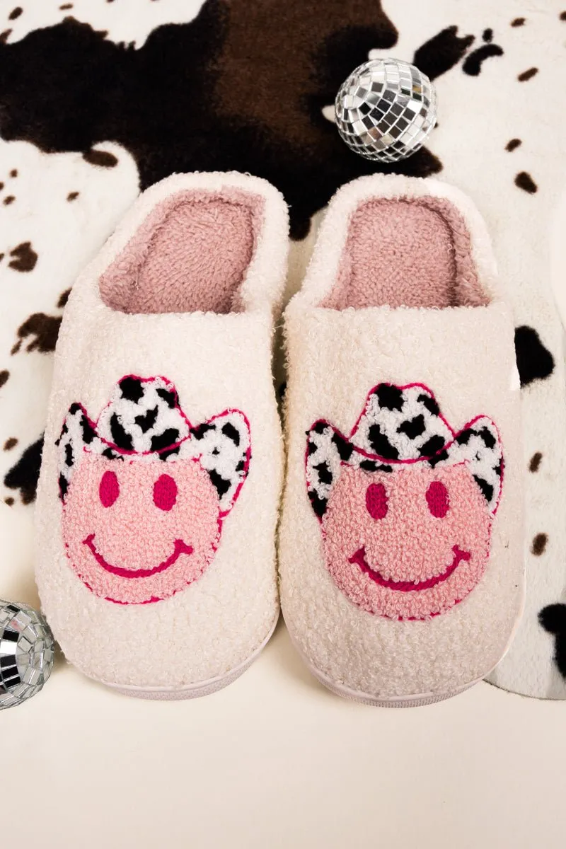 Cowgirl Happy Vibes Plush Slippers