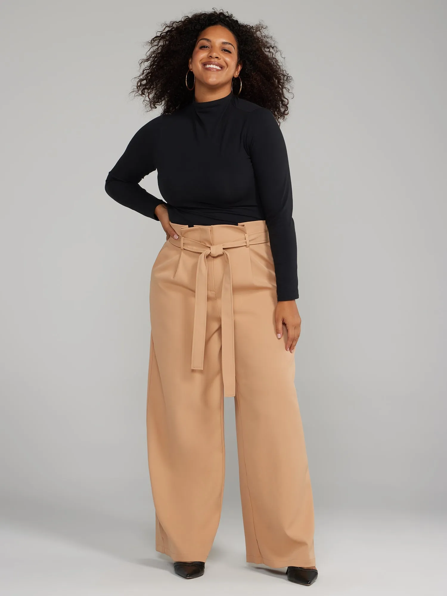 Fashion To Figure - High Rise Wide Leg Paperbag Pants