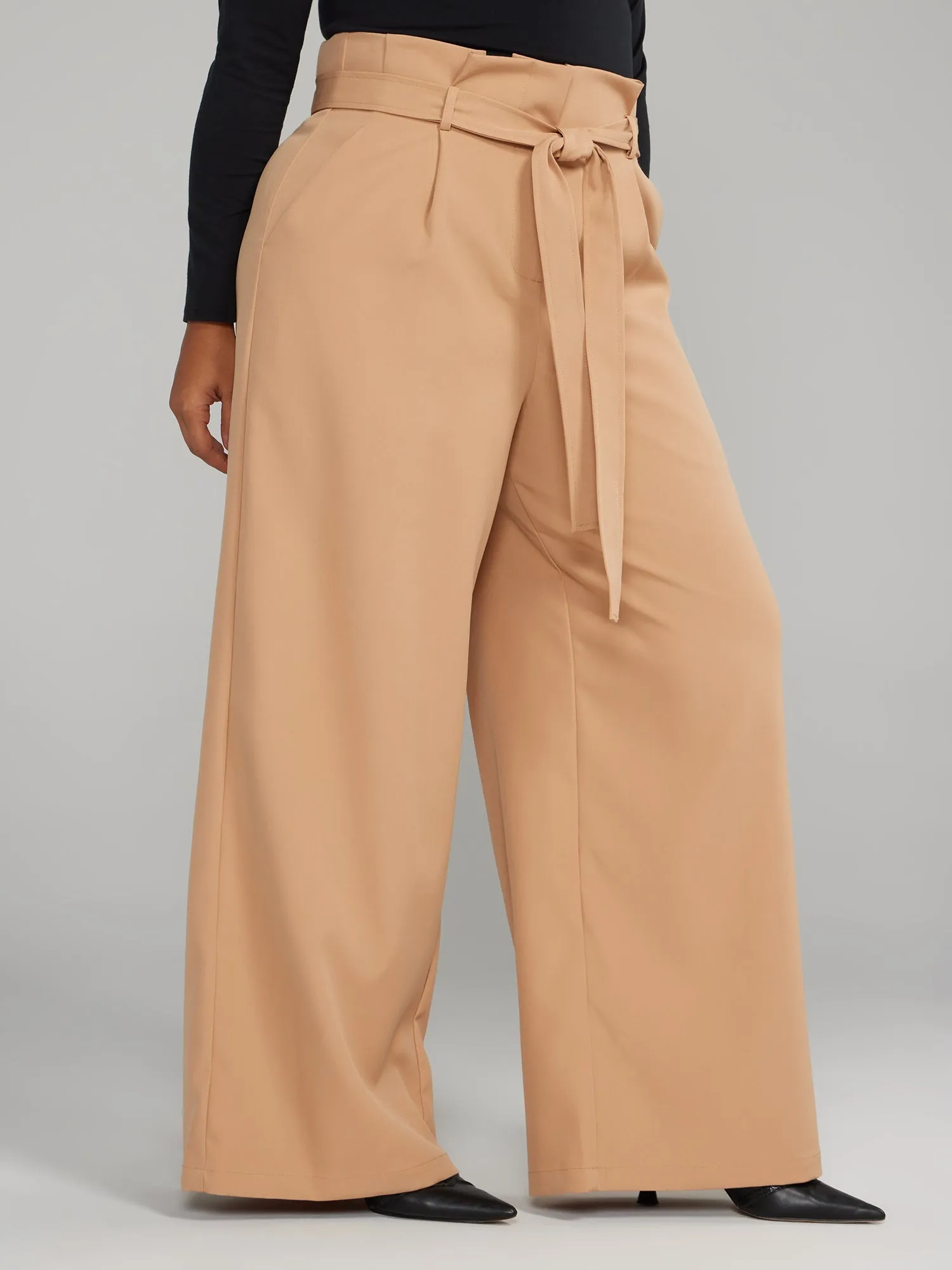 Fashion To Figure - High Rise Wide Leg Paperbag Pants