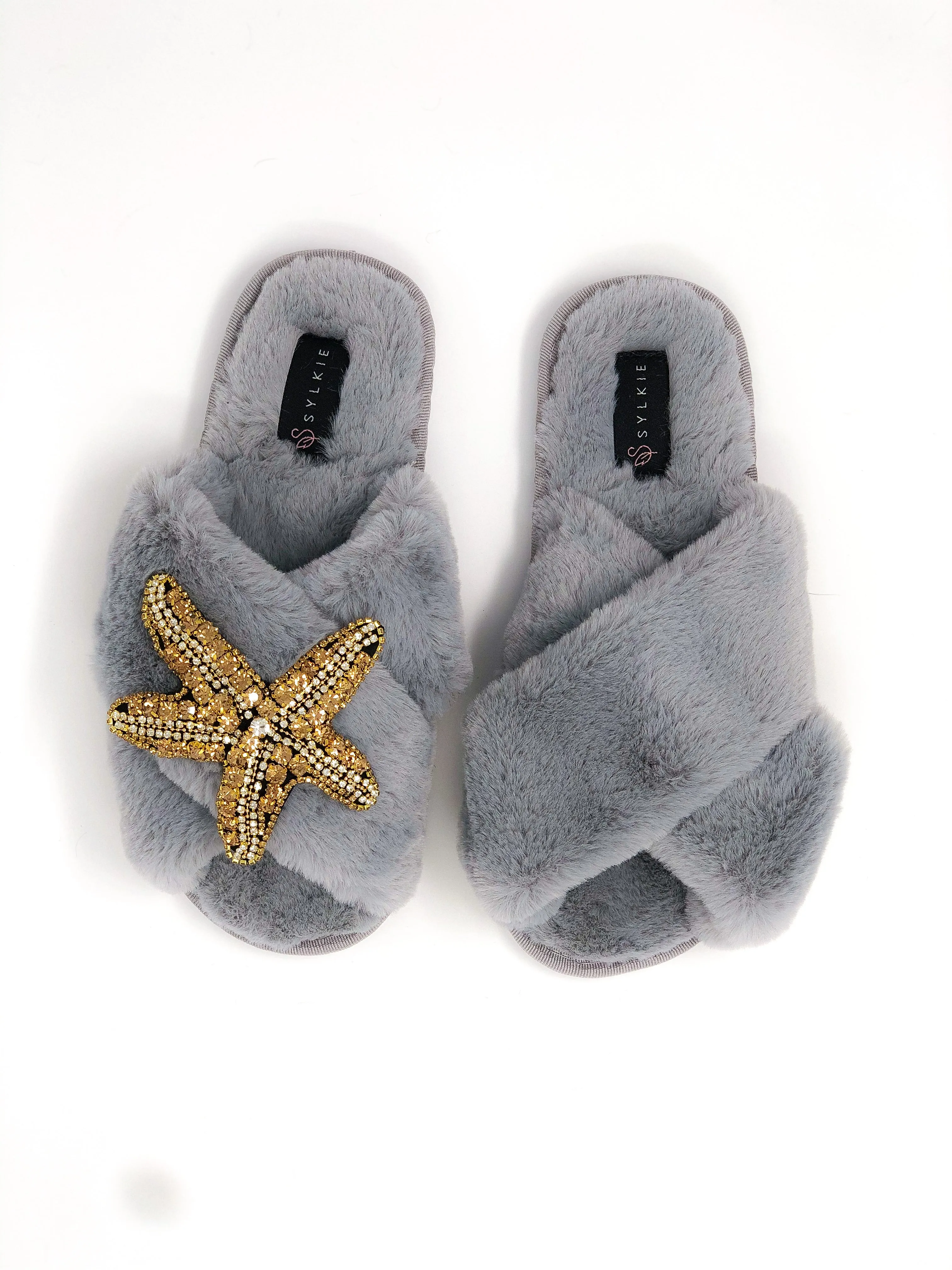 Gold Starfish Cross Slipper Grey