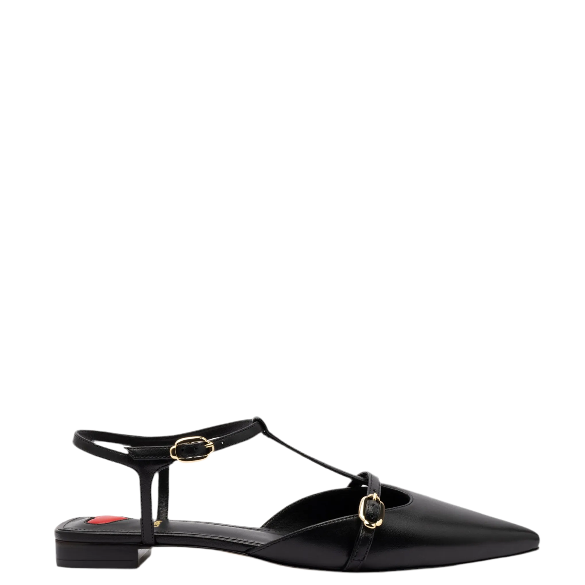 Grace Flat In Black Leather by Larroudé