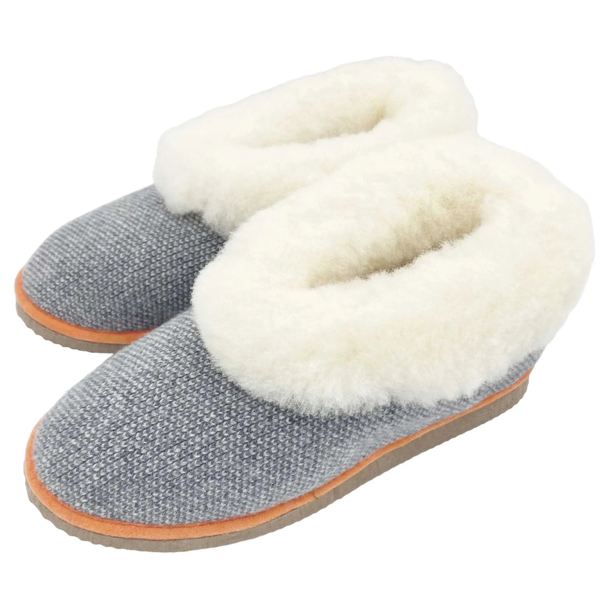 Grey Check Lambswool & Sheepskin Boot Slippers - XL & XXL  ONLY