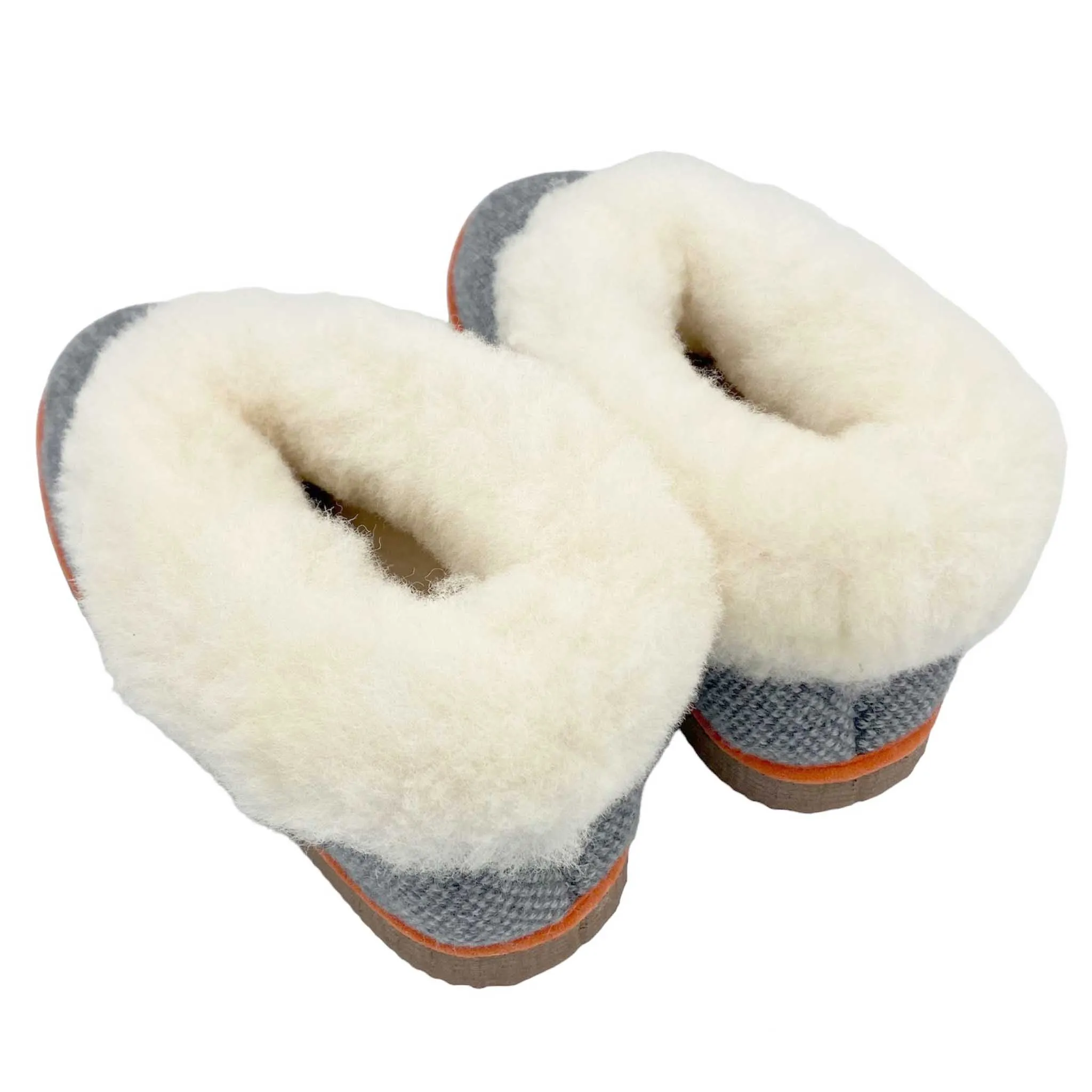 Grey Check Lambswool & Sheepskin Boot Slippers - XL & XXL  ONLY