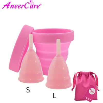 Hot Sale Vaginal Menstrual Cup and Sterilizer Cup Sterilizing Collapsible Cups Flexible to Clean Recyclable Camping Foldable Cup