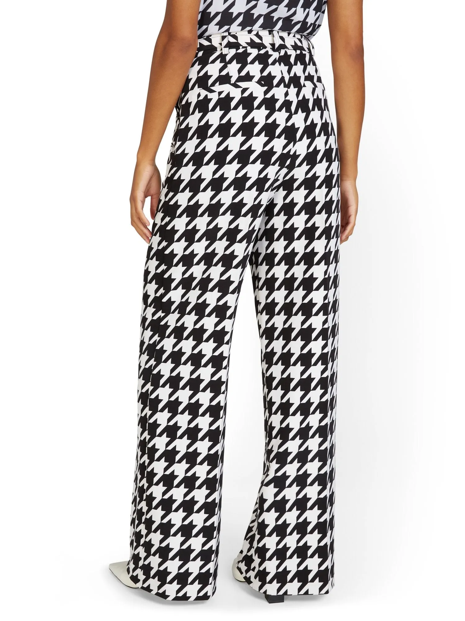 Houndstooth Wide-Leg Pant