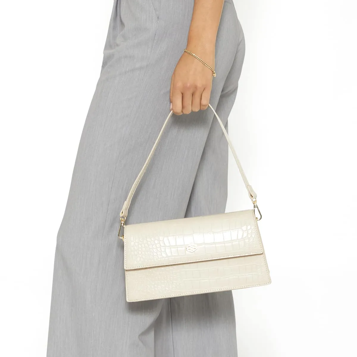 June Handbag in Nude Croc