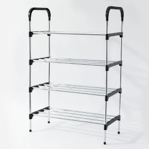 Kuber Industries (Pack 5) 5 Layer Shoe Rack | Footwear Holder | Shoe Storage Organizer Cabinet | Multi-Layer Adjustable shoe rack stand | Easy Assembly Sturdy Shoe Tower | Black & Silver