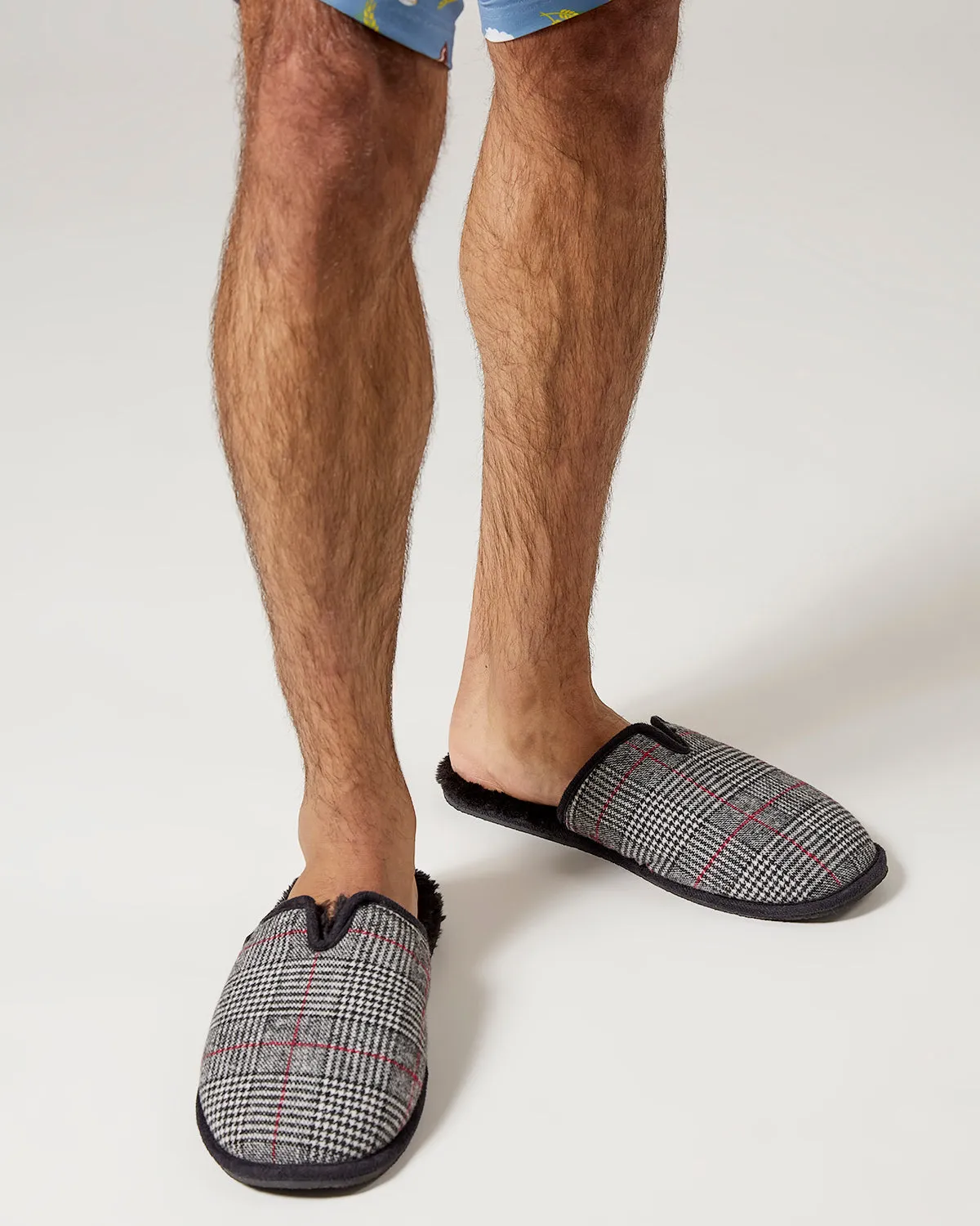 Men's Glen Plaid Plush Slippers