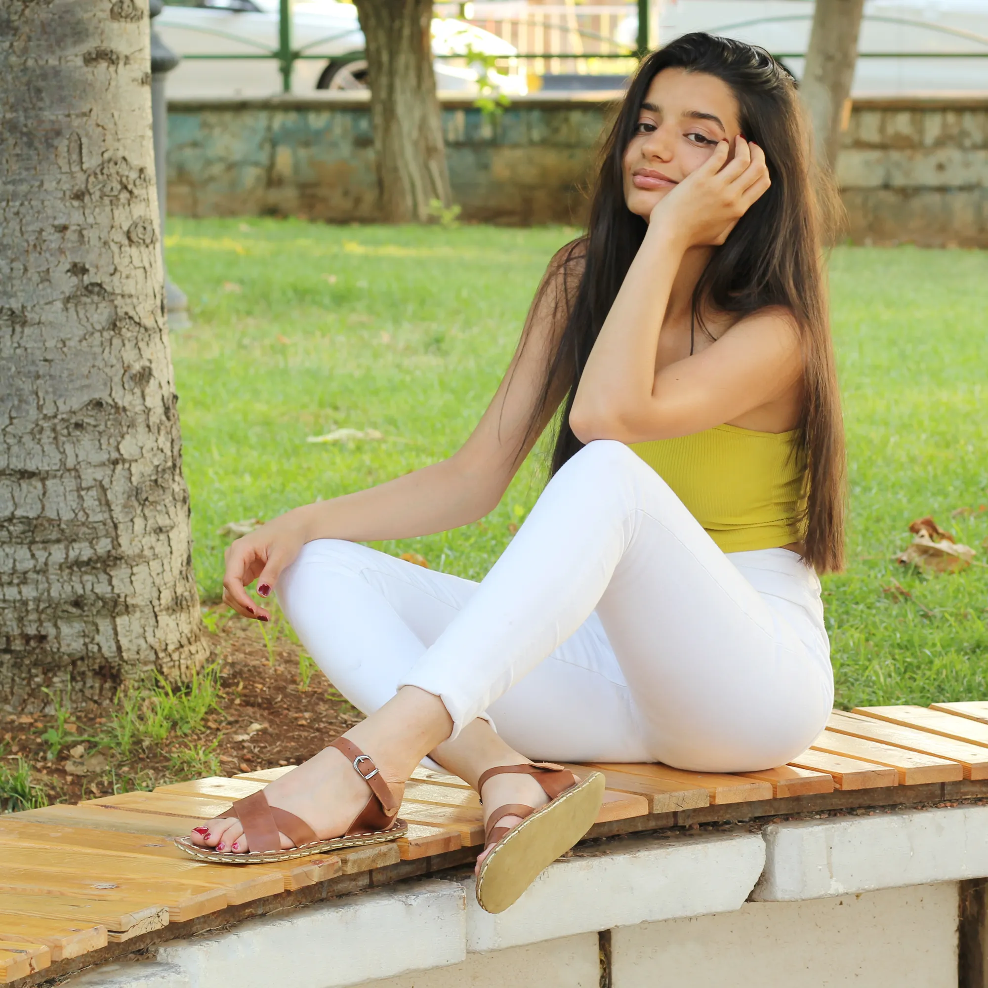 New Brown Leather Women's Huarache Barefoot Sandals