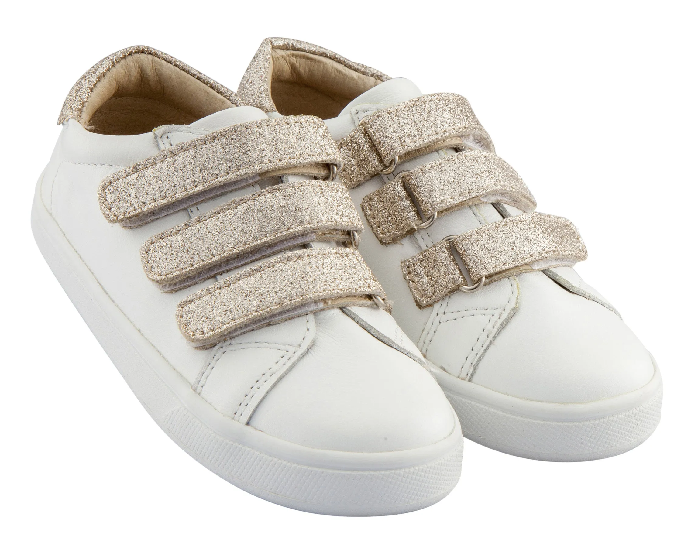 Old Soles Girl's Edgy Markert Leather Sneakers, Glam Cream