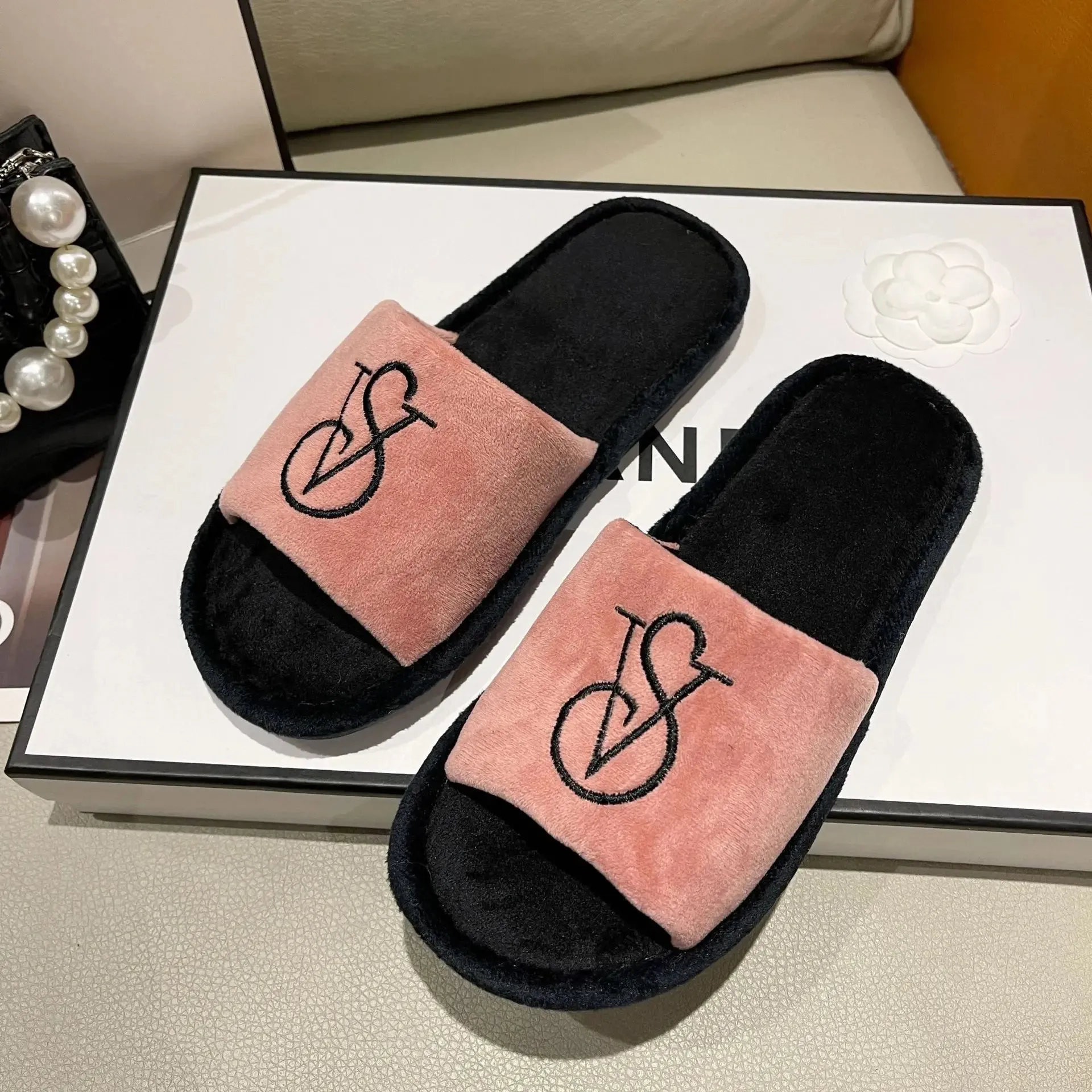 Plush Slide Slippers for Women