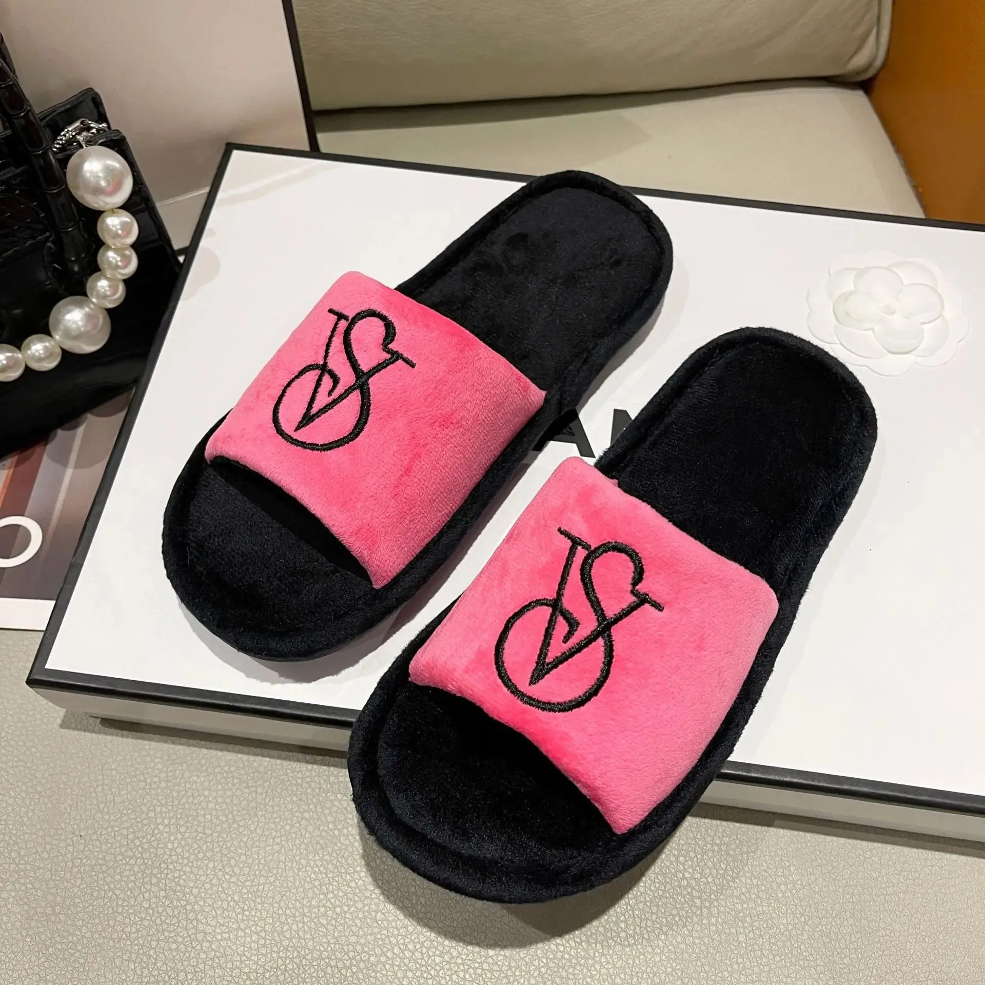 Plush Slide Slippers for Women