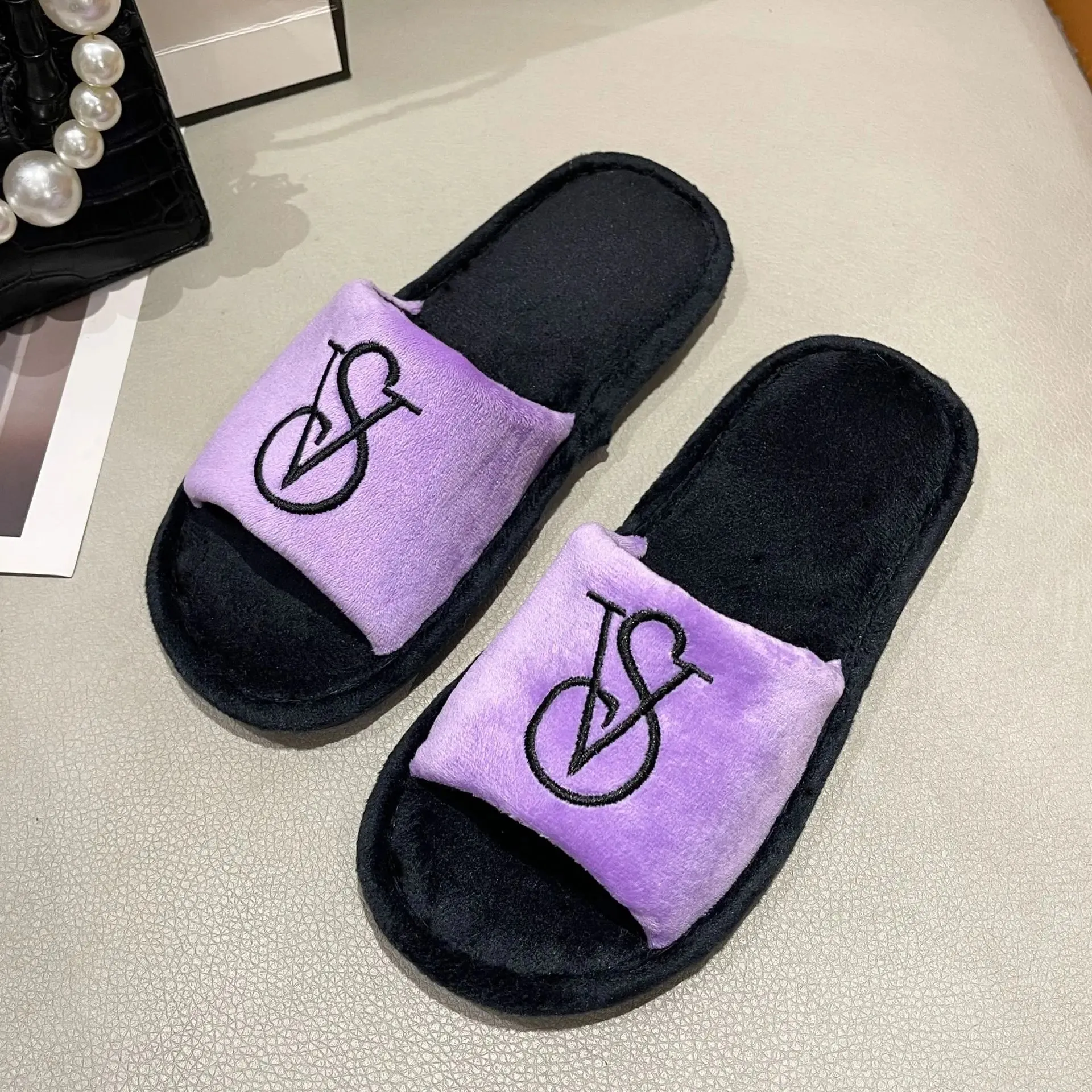 Plush Slide Slippers for Women