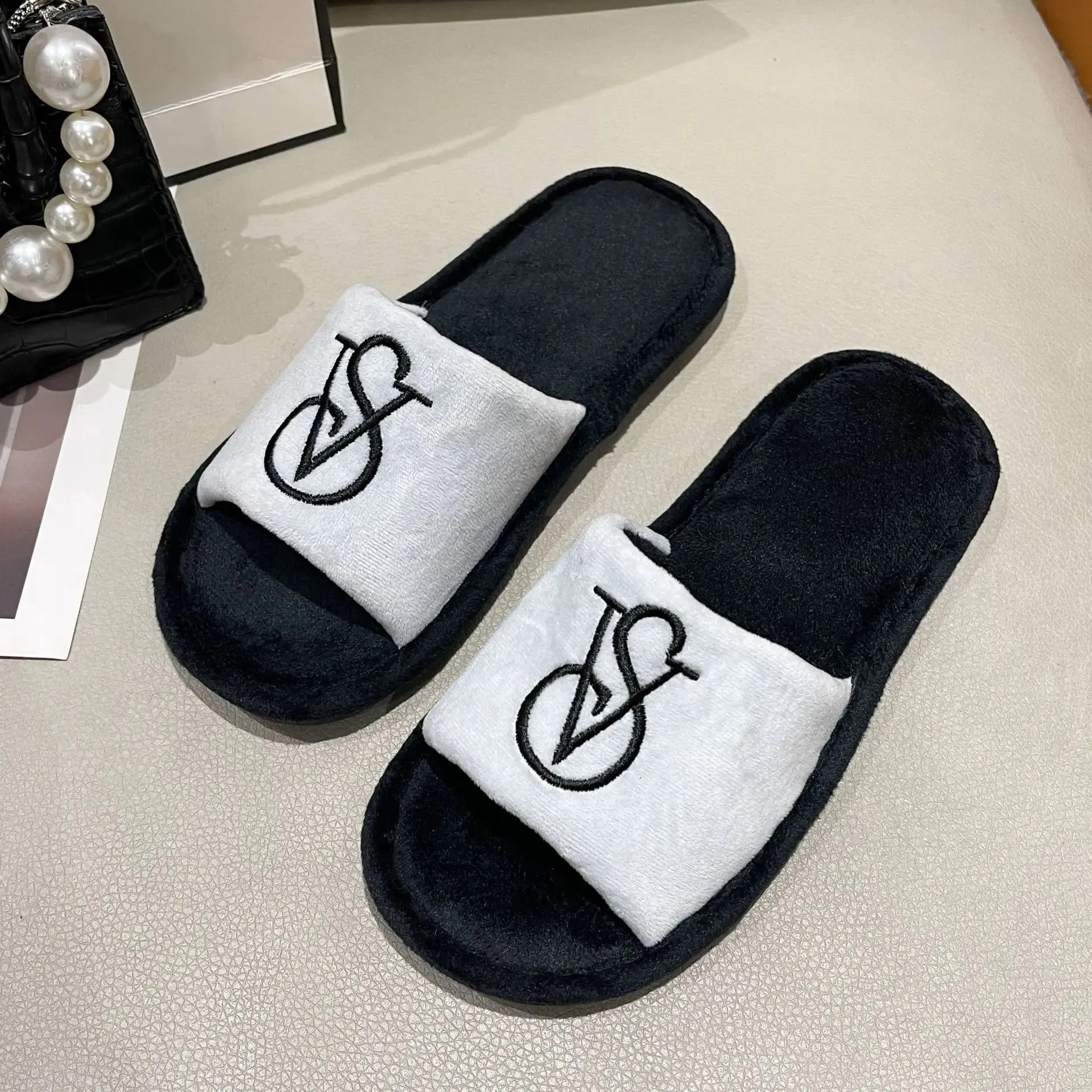 Plush Slide Slippers for Women