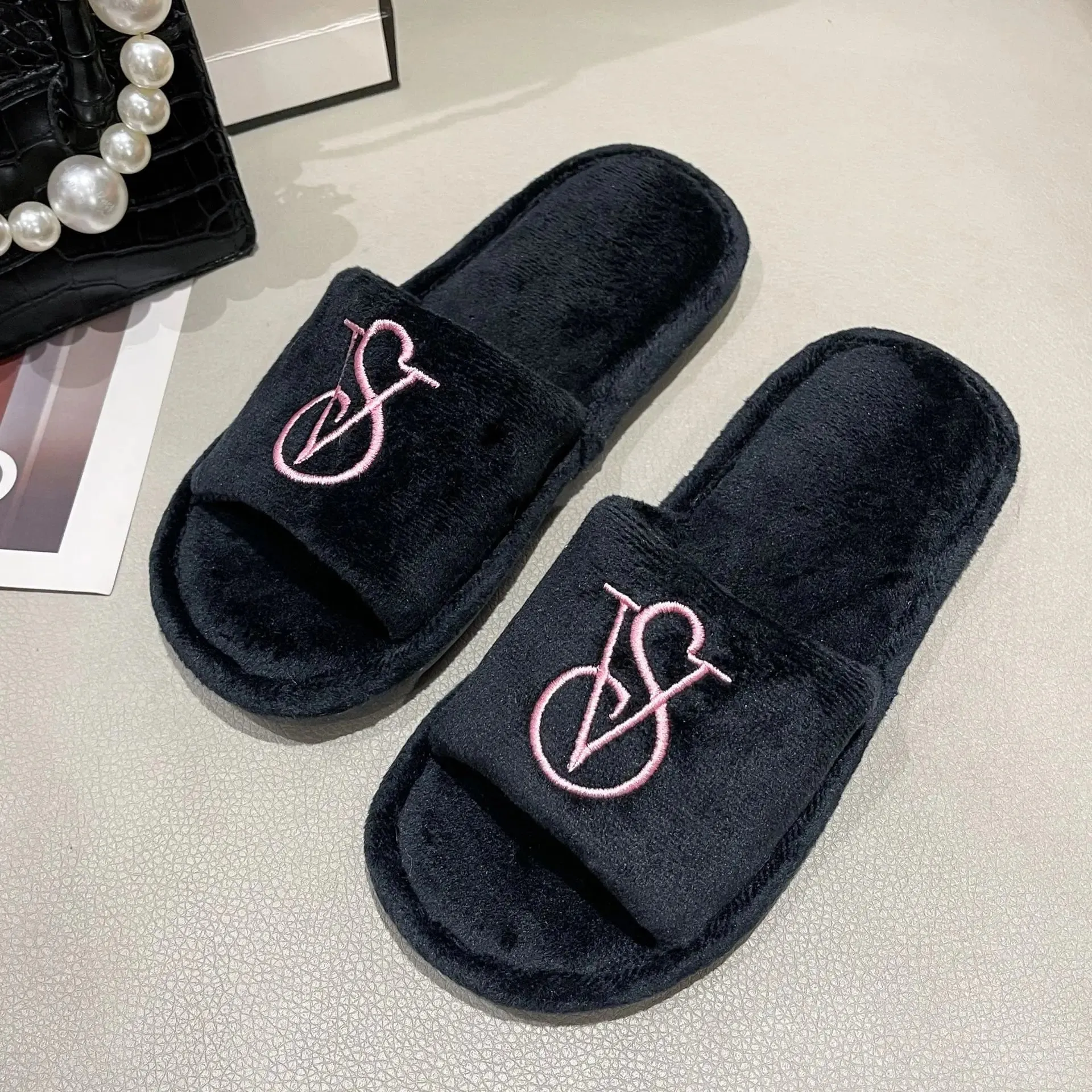 Plush Slide Slippers for Women