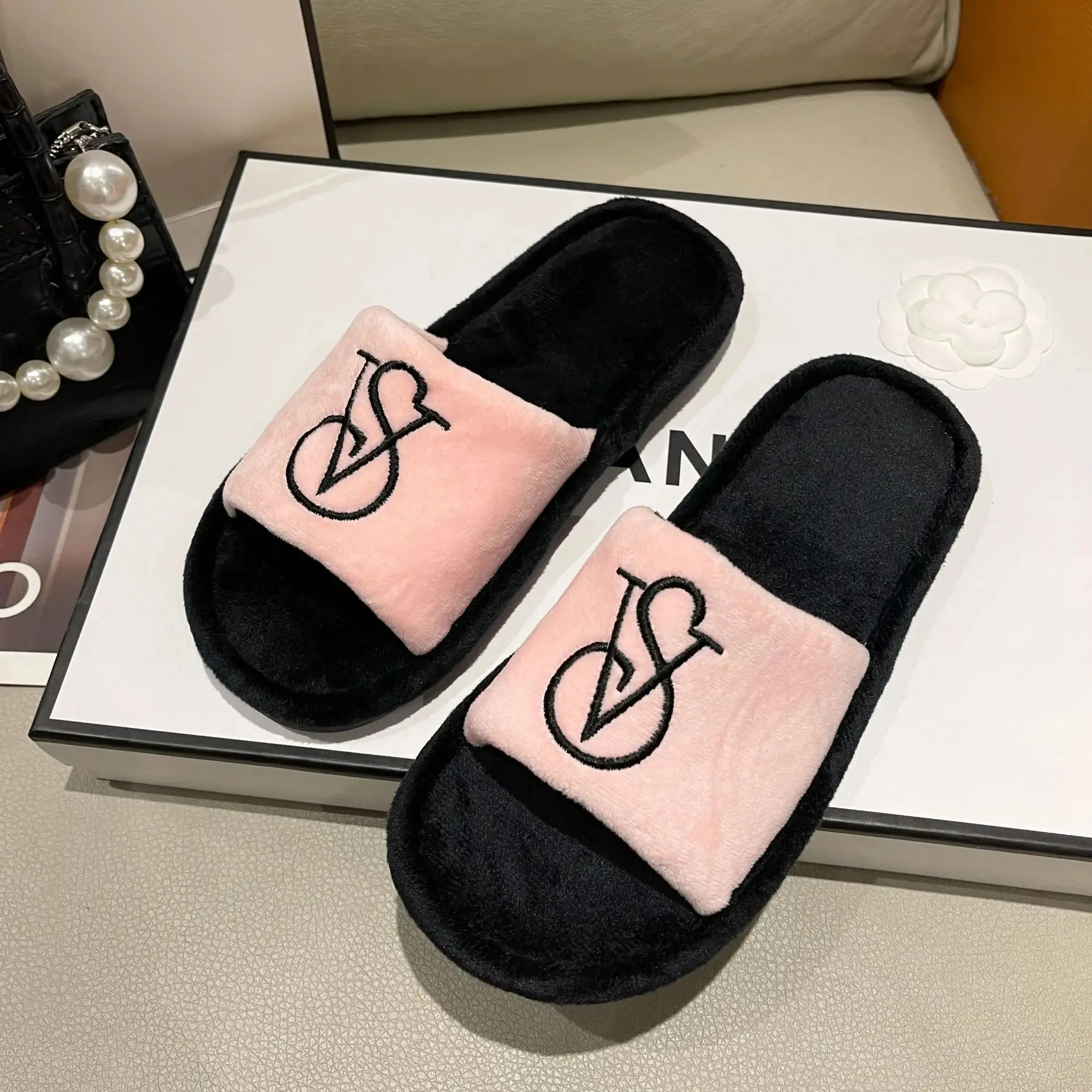 Plush Slide Slippers for Women