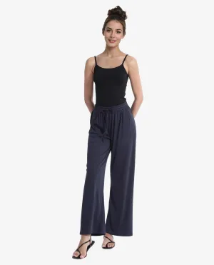 Rareism Women Alcazar Dark Blue Poly Viscose Elastane Fabric Ankle Length Trouser