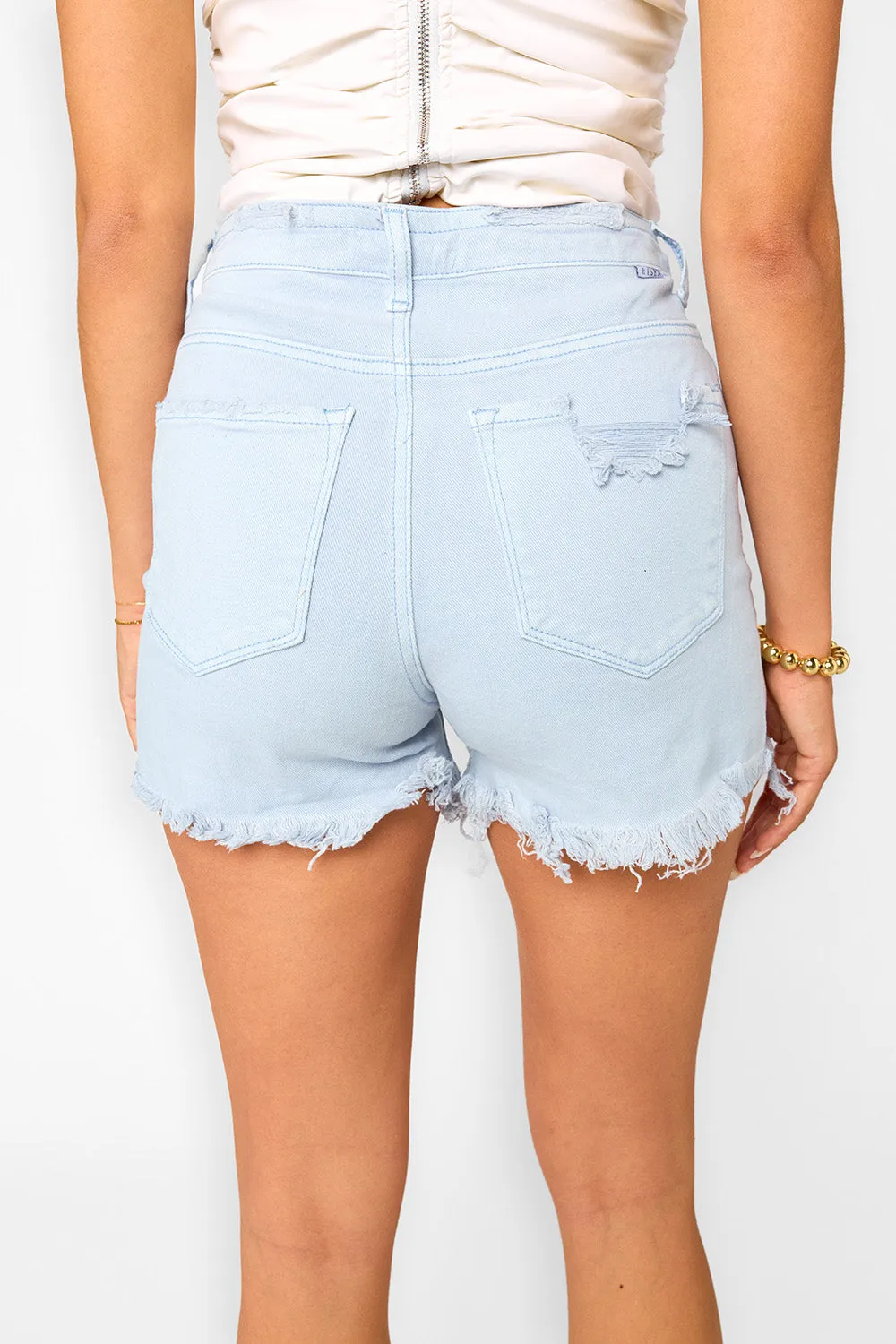 RISEN Full Size High Rise Distressed Detail Denim Shorts