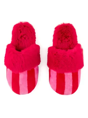 SHI Felicity Stripe Red & Pink Slide Slippers