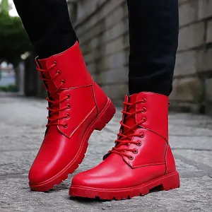 Short Trend Martin Boots Men Casual Help Leather Shoes Solid Color Waterproof Versatile Locomotive Retro Wolf Warriors Boots