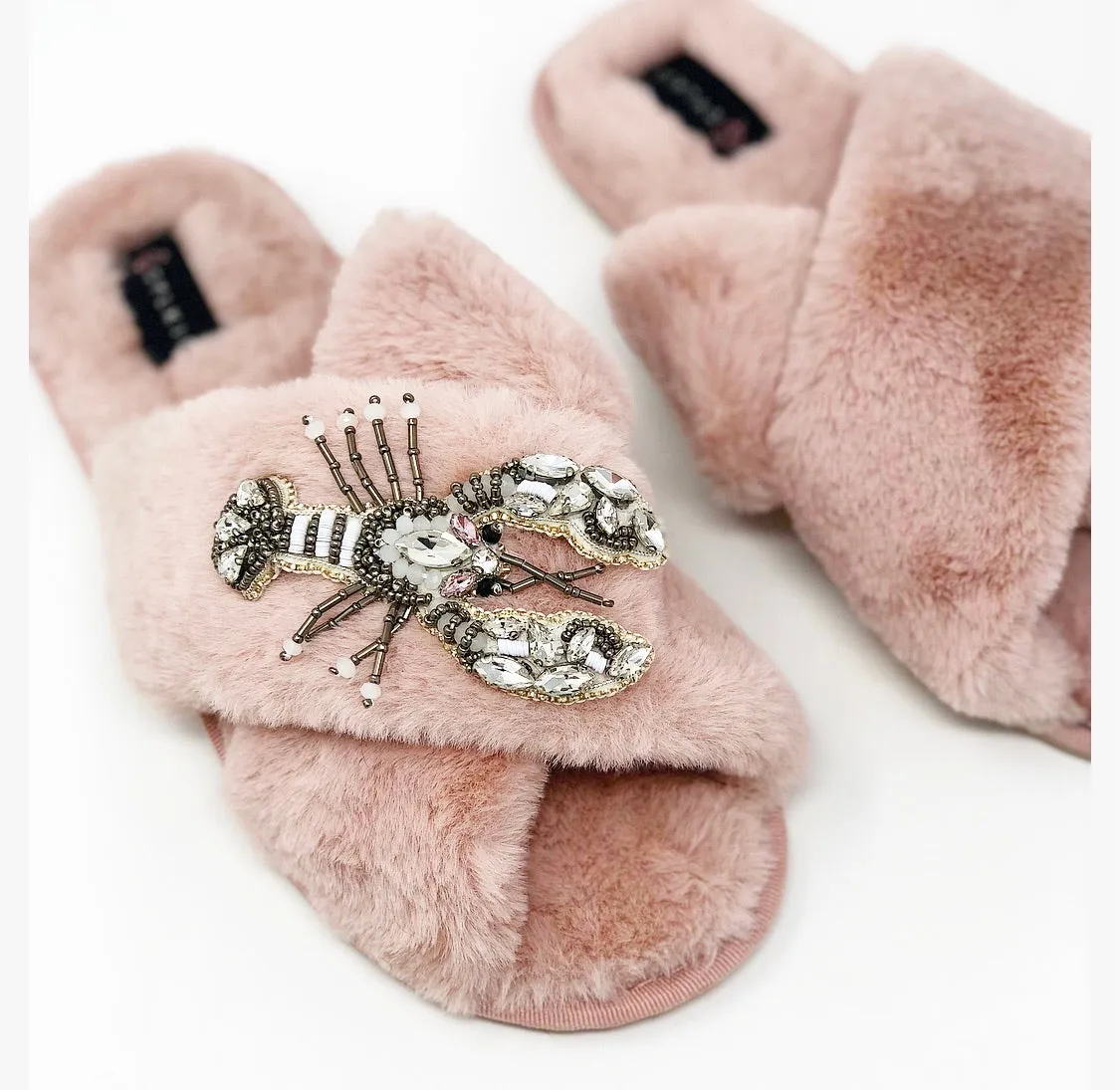 Silver Lobster Cross Slipper Pink