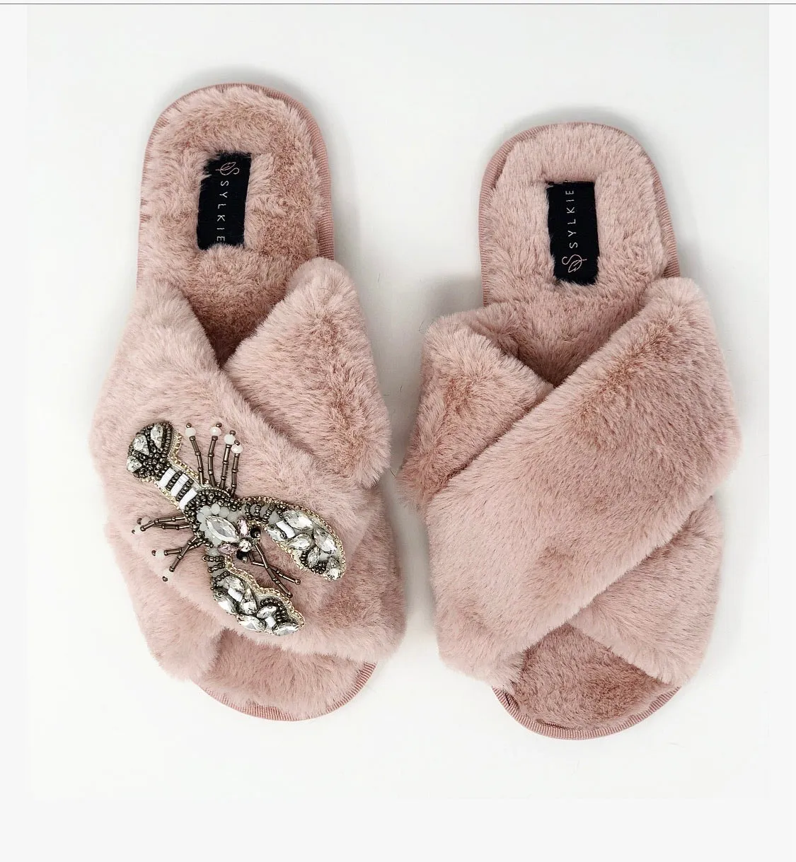 Silver Lobster Cross Slipper Pink