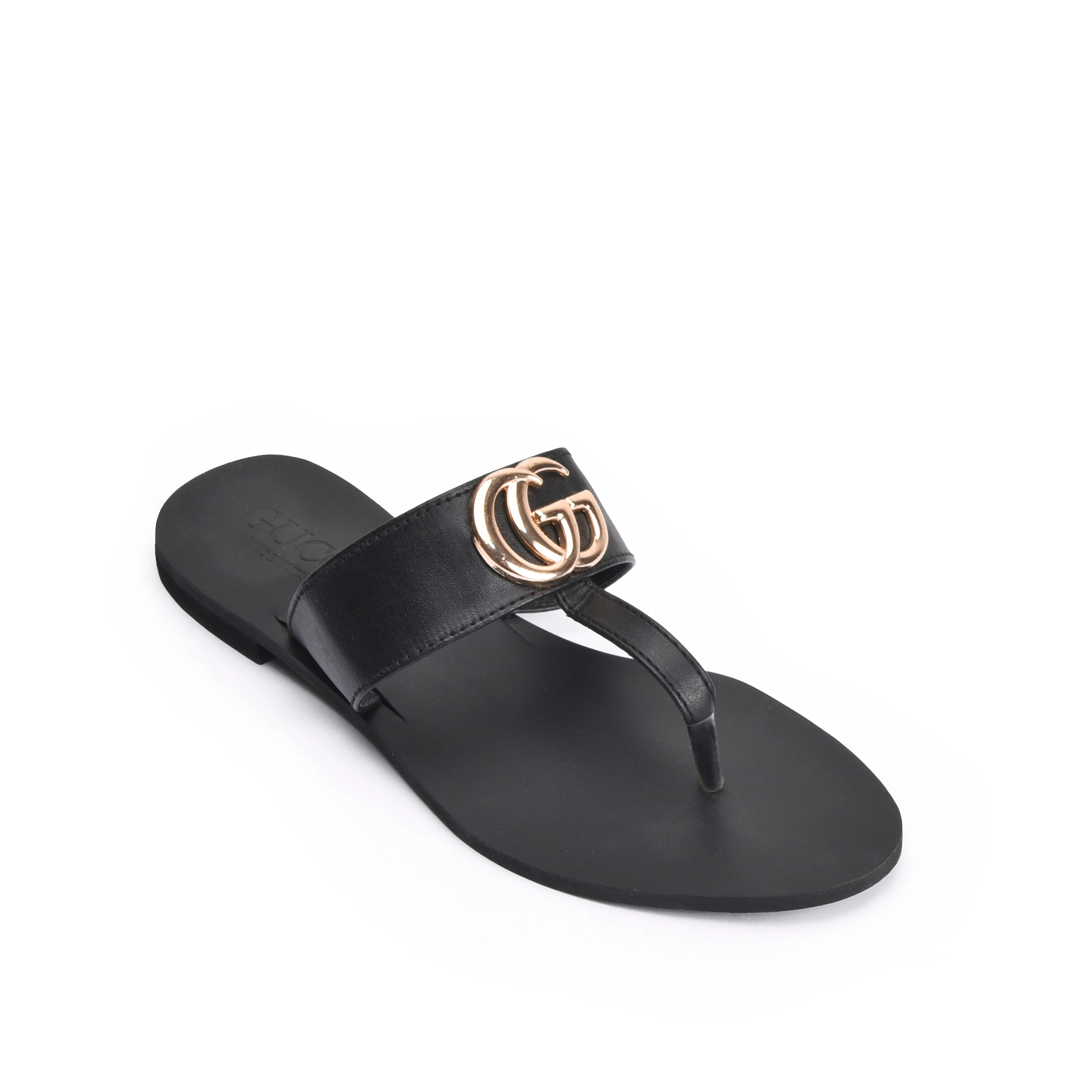 Sleek Black Leather Flats | 716R-C