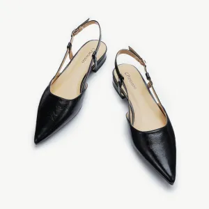 Sleek Slingback Flats (Freya) Black