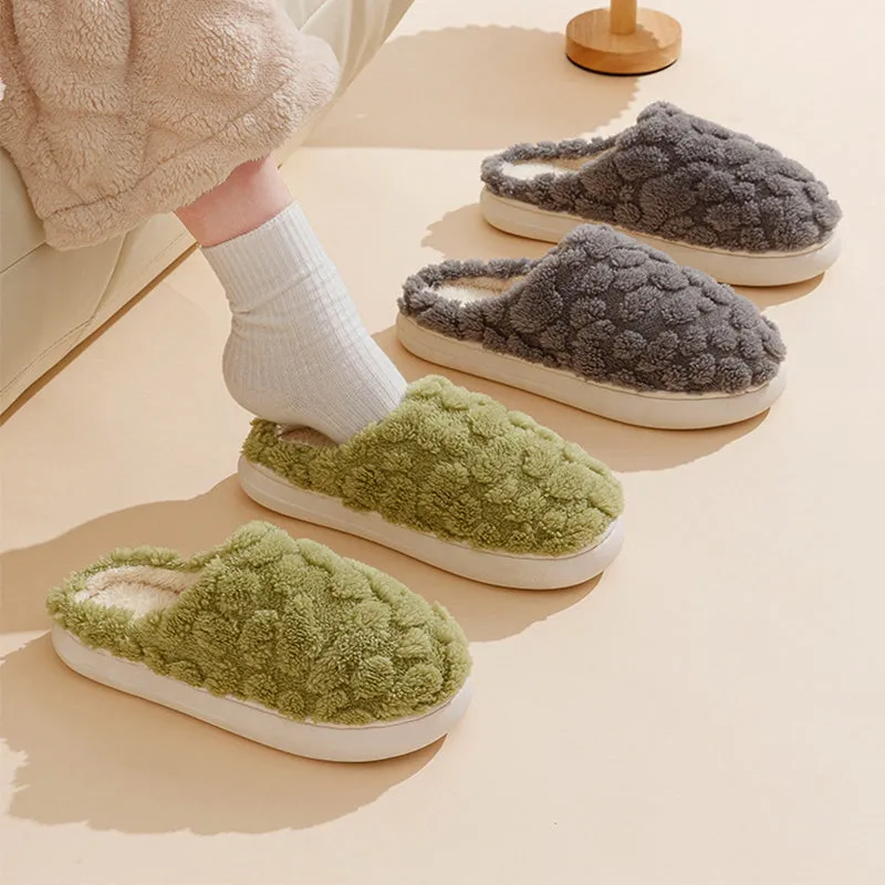 Soft Plush Slippers Women Men Cozy Fluffy Fleece House Shoes Winter Warm Slip On Floor Bedroom Slippers