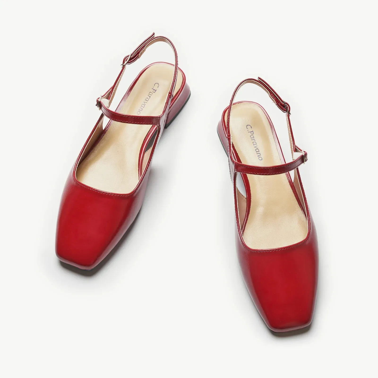 Square-Toe Sleek Slingback Flats (Felicia)