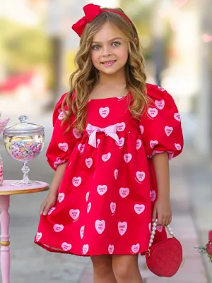 Sweethearts Puff Sleeve Valentine's Day Dress