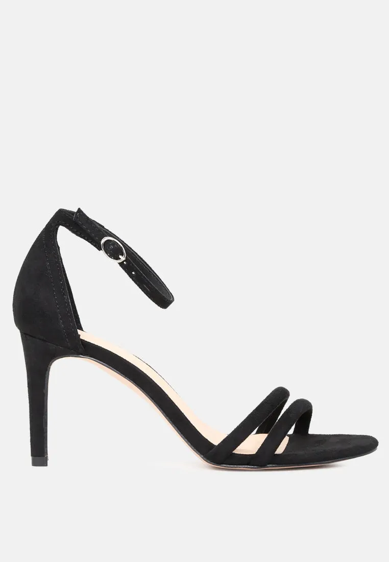 Taylor Black Ankle Strap Heeled Sandals