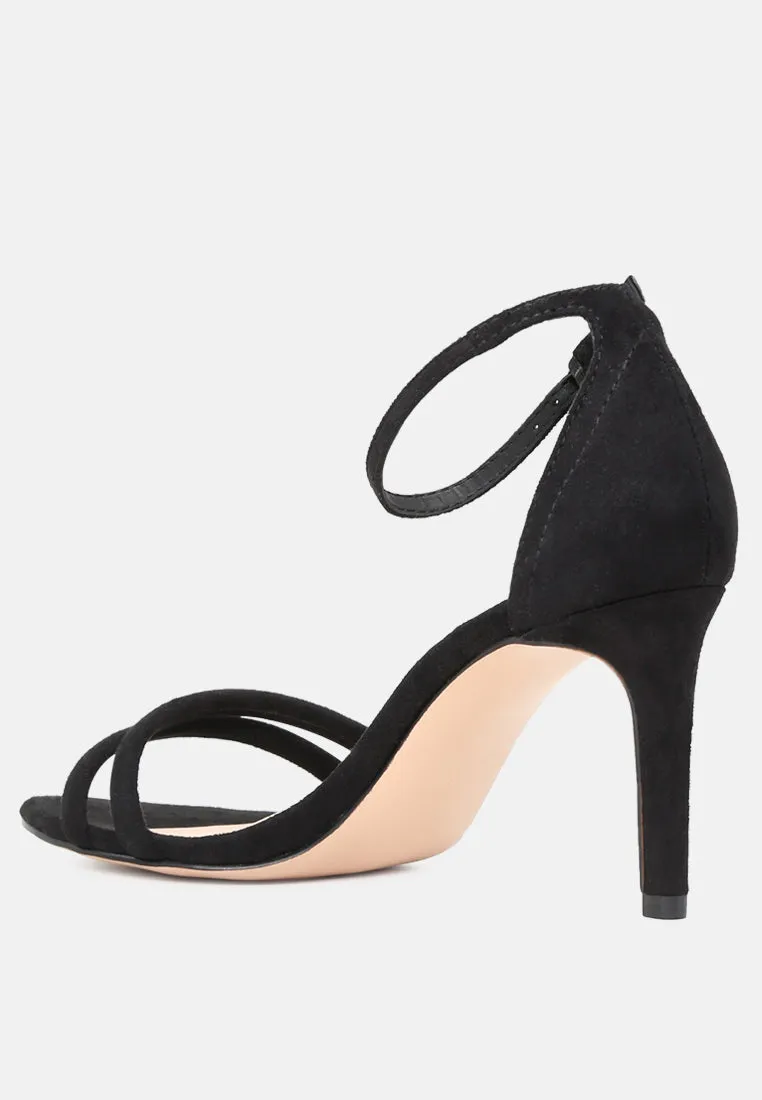 Taylor Black Ankle Strap Heeled Sandals