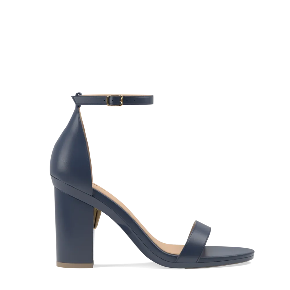 The Pashionista - Navy Leather   Block Heel Kit 4 Navy - FINAL SALE