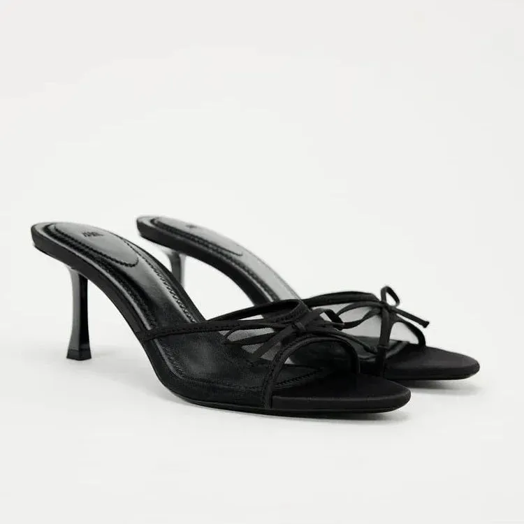 Tully Black Open Toe Heel