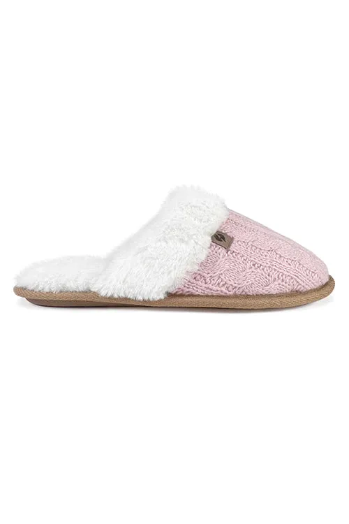 Women's Aria Cable Knit Faux Fur lined Scuff Slippers