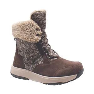 Women's Brown Microfleece Lace Winter Leather Boots