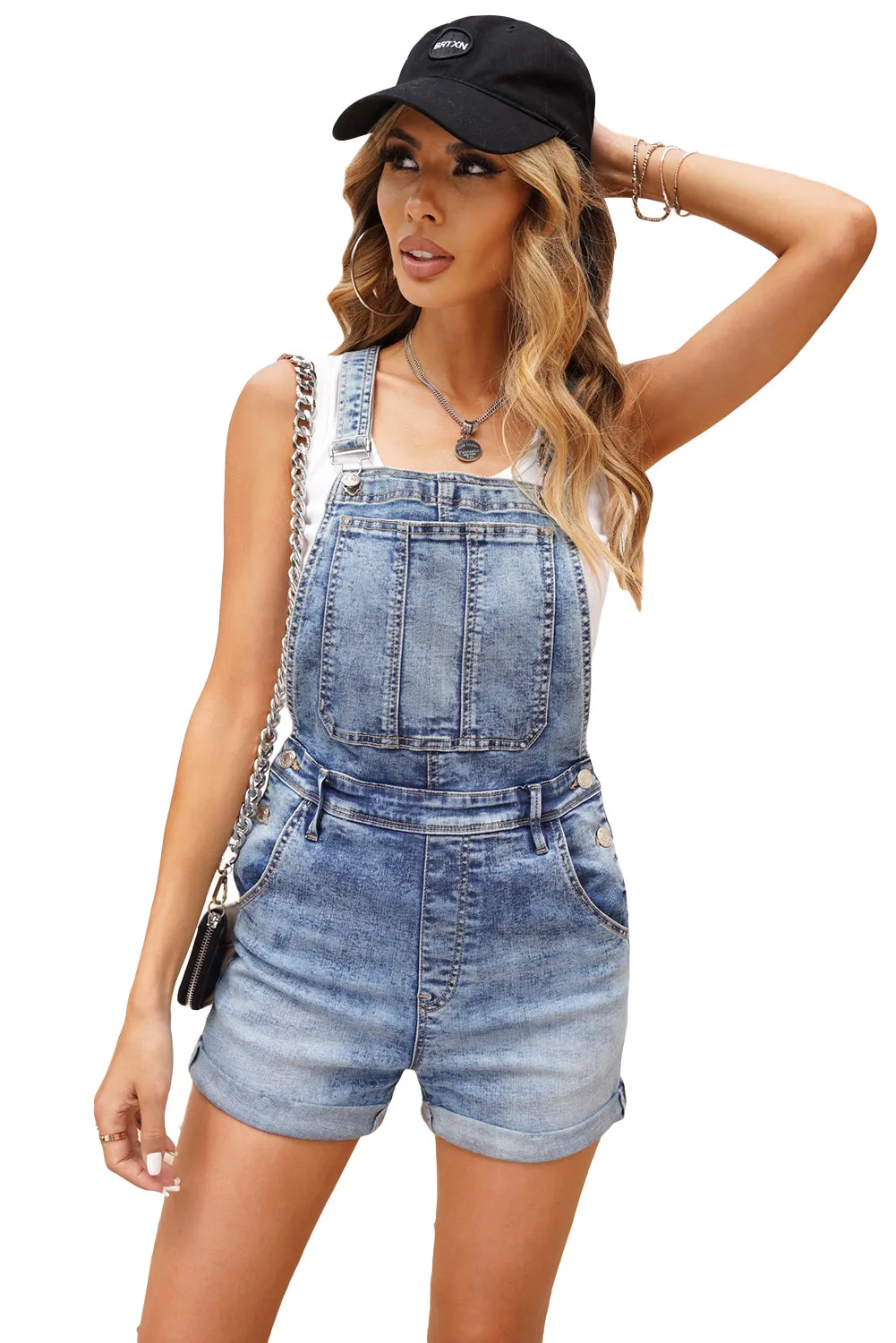 Women’s Casual Denim Bib Overalls Shorts Rompers Playsuit